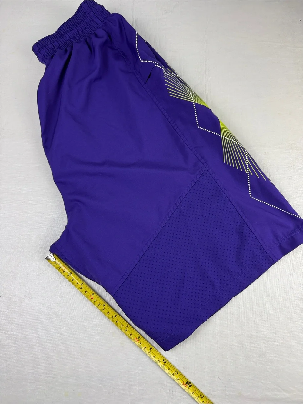 Jordan Men’s Purple Basketball Shorts Neon Yellow Accents Red Jumpman Size M